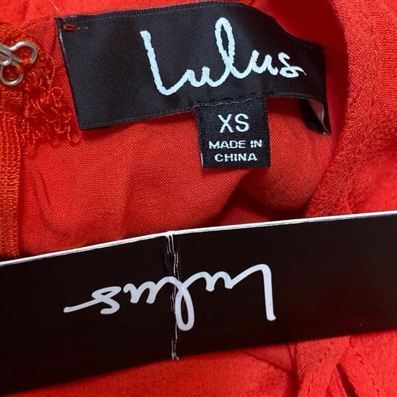 NEW Lulus Carmela Coral Red Sleeveless V Neck Ruffle Mini A Line Dress Size XS - Picture 5 of 6